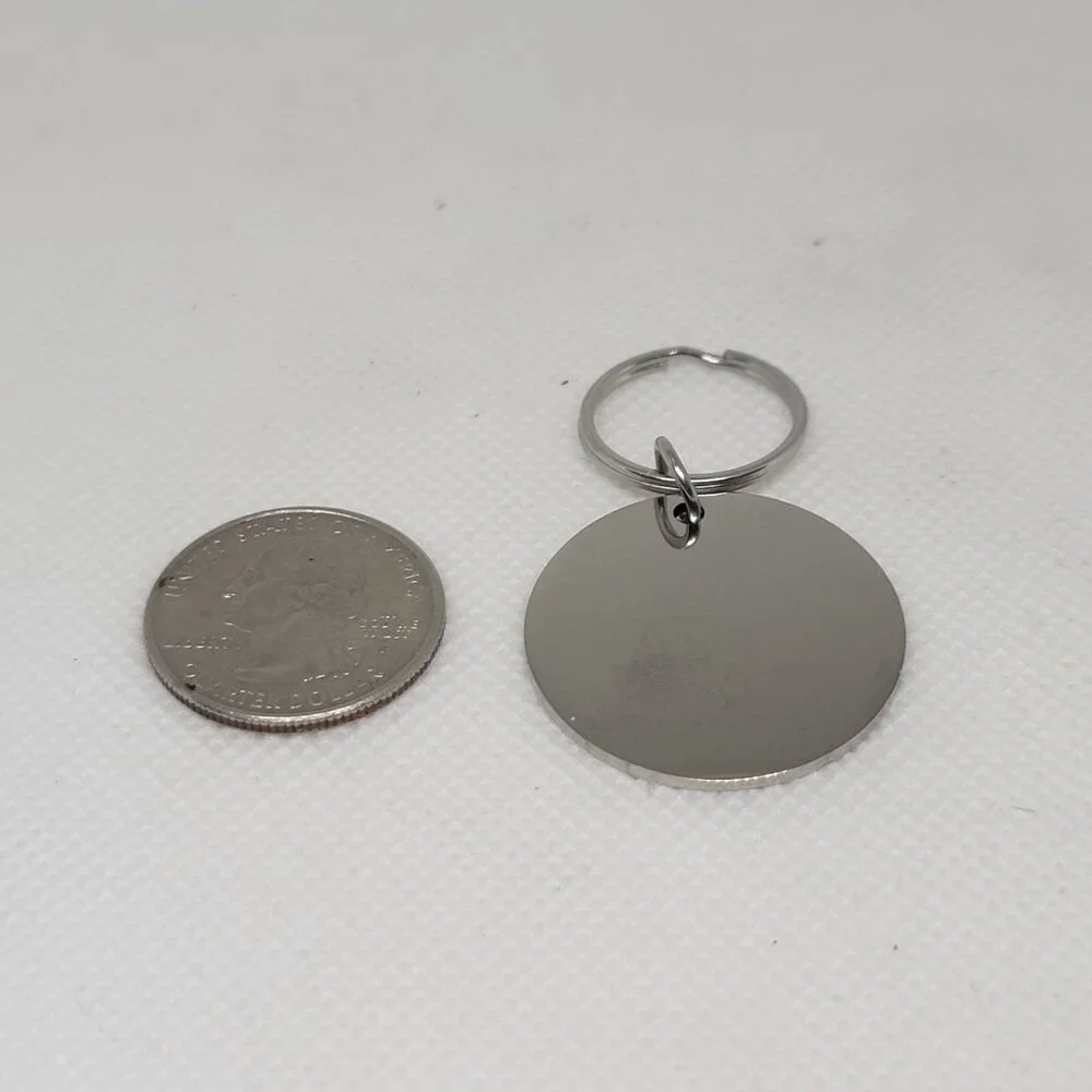 New Engraved Lovers Keychain Bag Charm Stainless Steel Keyring Silver Tone